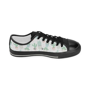 Pastel color cactus pattern Kids' Boys' Girls' Low Top Canvas Shoes Black