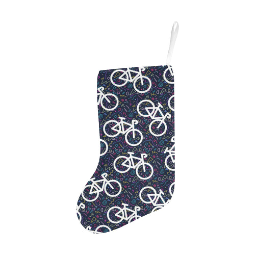 Bicycle Pattern Print Design 03 Christmas Stocking
