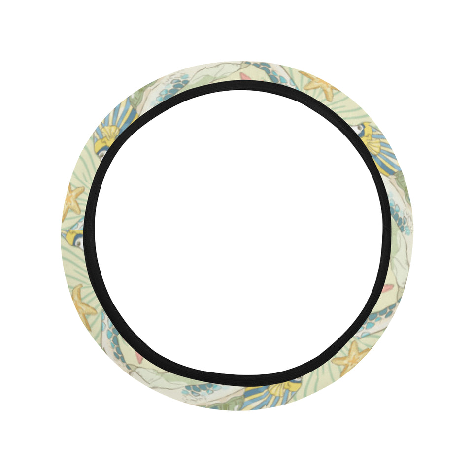 Hand drawn sea turtle fish pattern Car Steering Wheel Cover