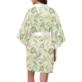 Hand drawn sea turtle fish pattern Women's Short Kimono Robe