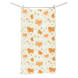 Cute brown pomeranian paw leave bone pattern Bath Towel