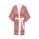 Dachshund Nordic pattern Women's Short Kimono Robe