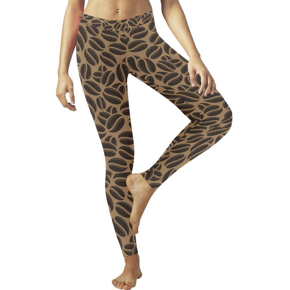 Coffee bean on brown background Women's Legging Fulfilled In US