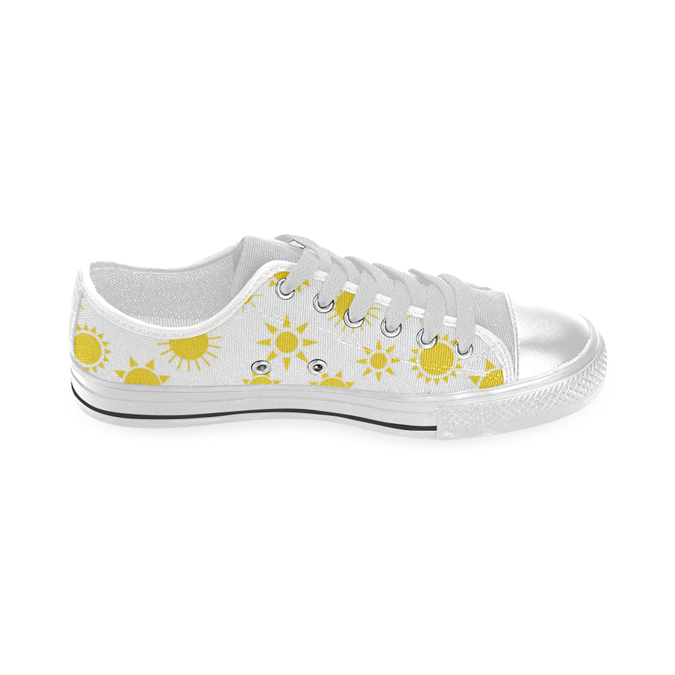 Sun pattern Men's Low Top Shoes White