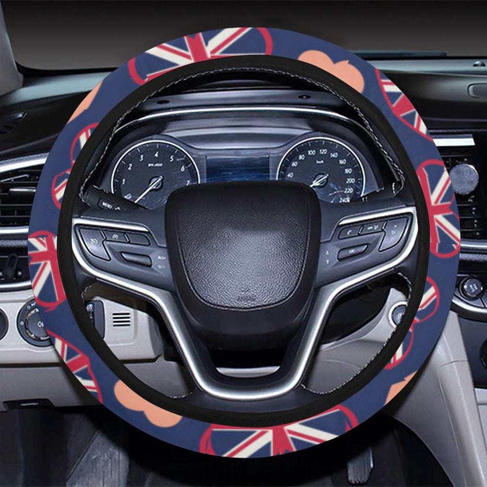 British Pattern Print Design 02 Car Steering Wheel Cover