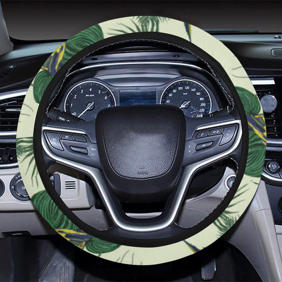 Beautiful parrot palm leaves pattern Car Steering Wheel Cover