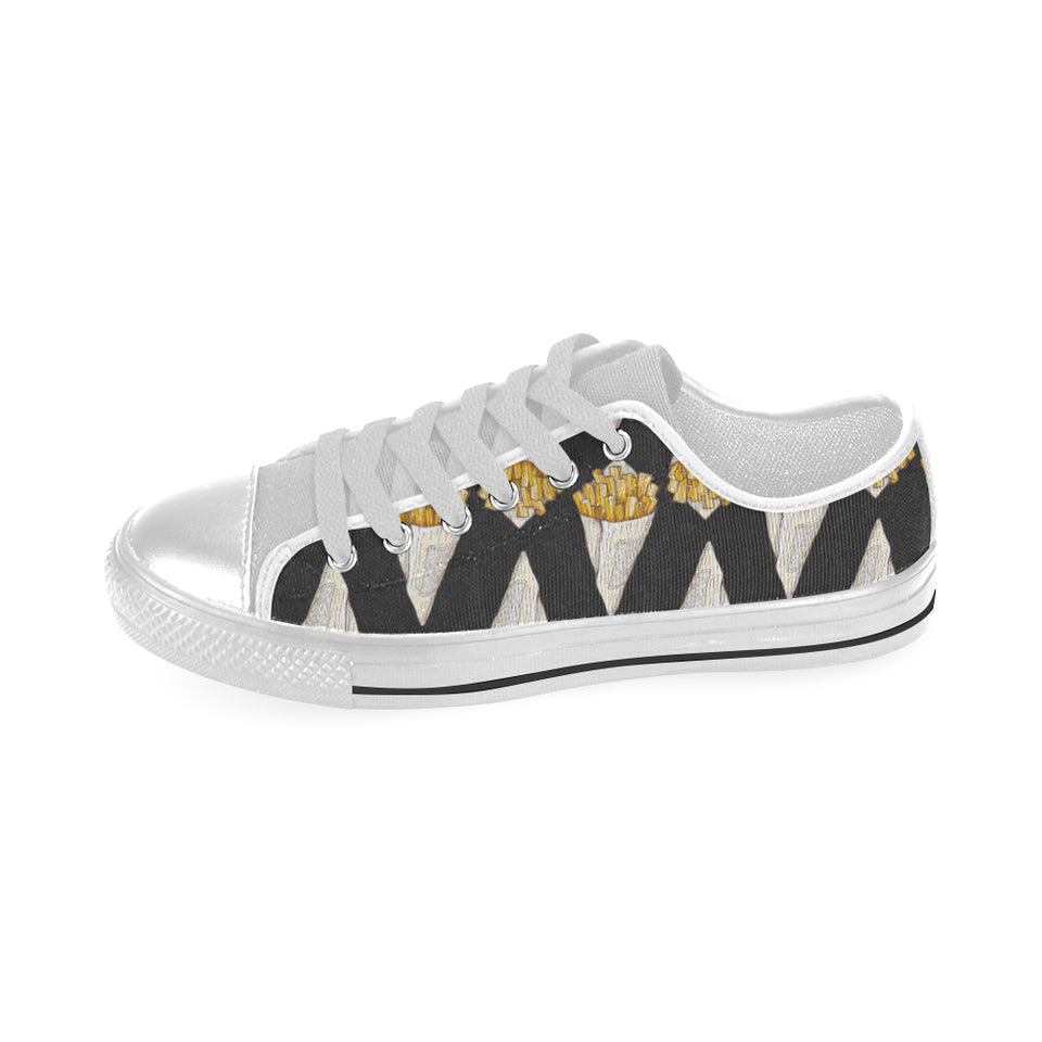 French fries dark background Men's Low Top Shoes White