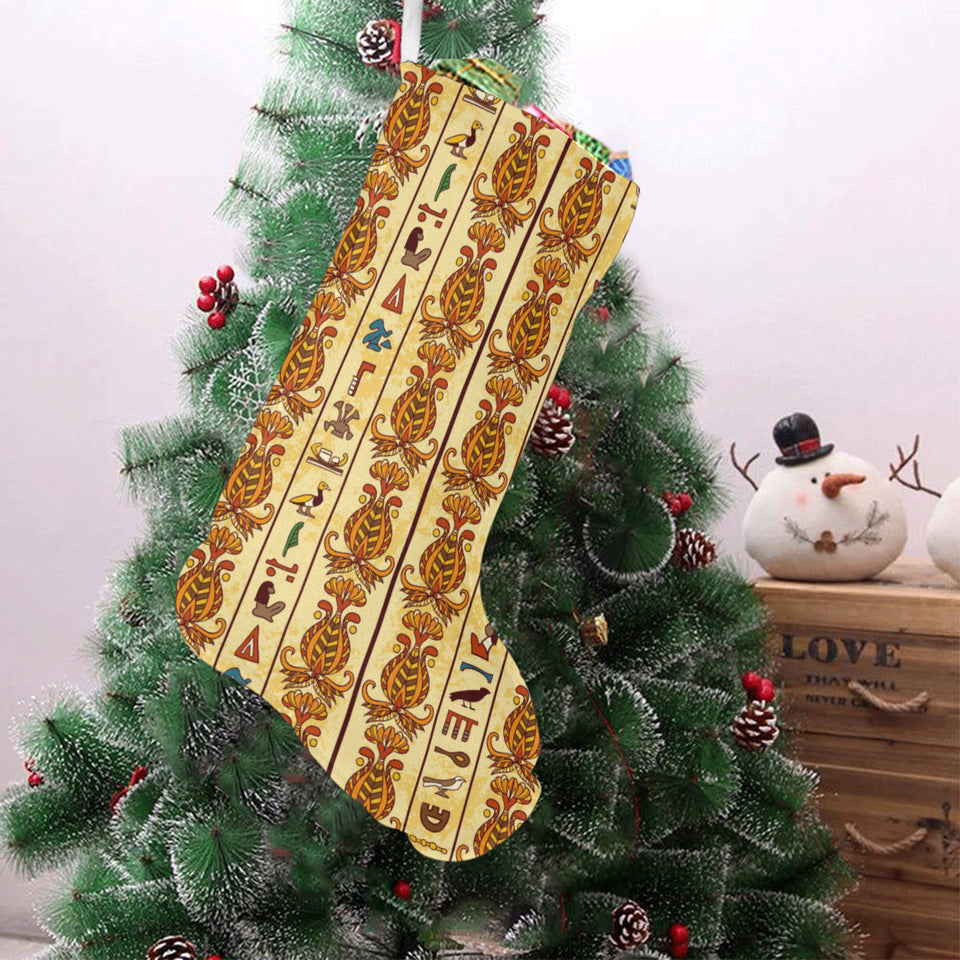Egypt Hieroglyphics Pattern Print Design 04 Christmas Stocking