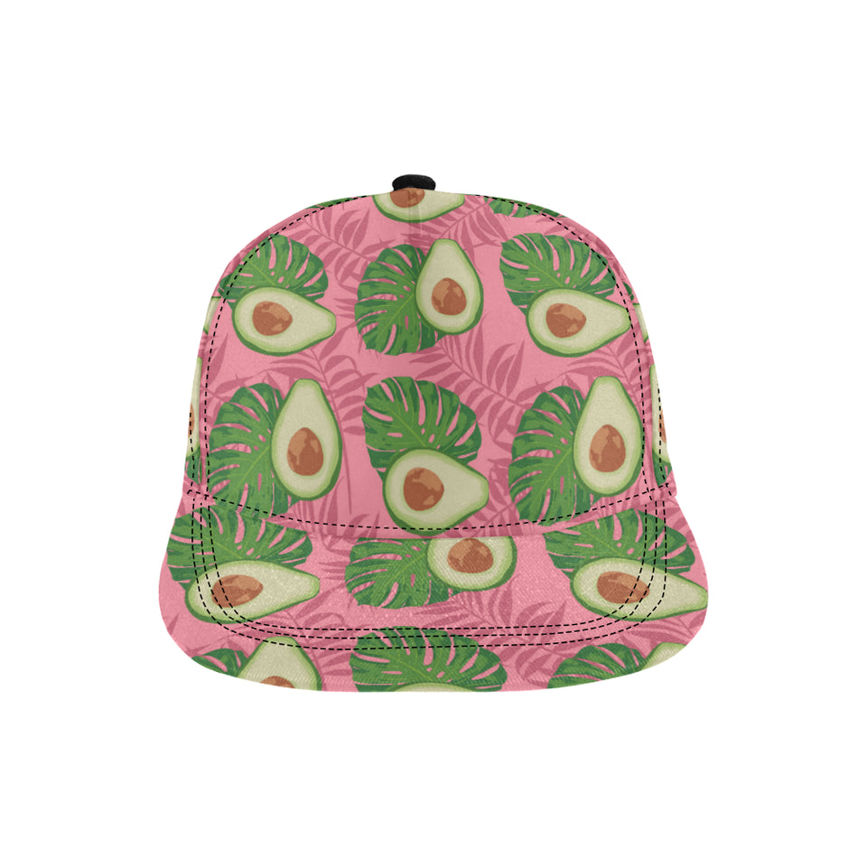 Avocado slices leaves pink back ground All Over Print Snapback Cap