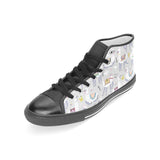 Cute Llama Alpaca pattern Women's High Top Canvas Shoes Black