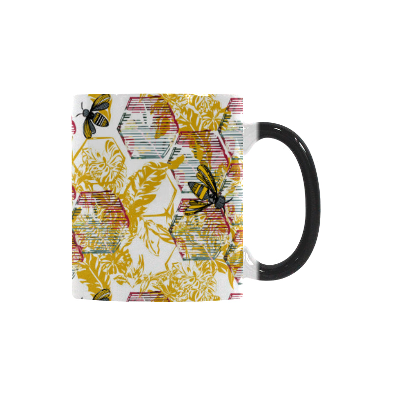 Cool Bee honeycomb leaves pattern Morphing Mug Heat Changing Mug