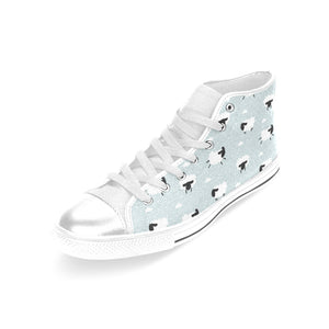 Sheep polka dot cloud pattern Women's High Top Canvas Shoes White