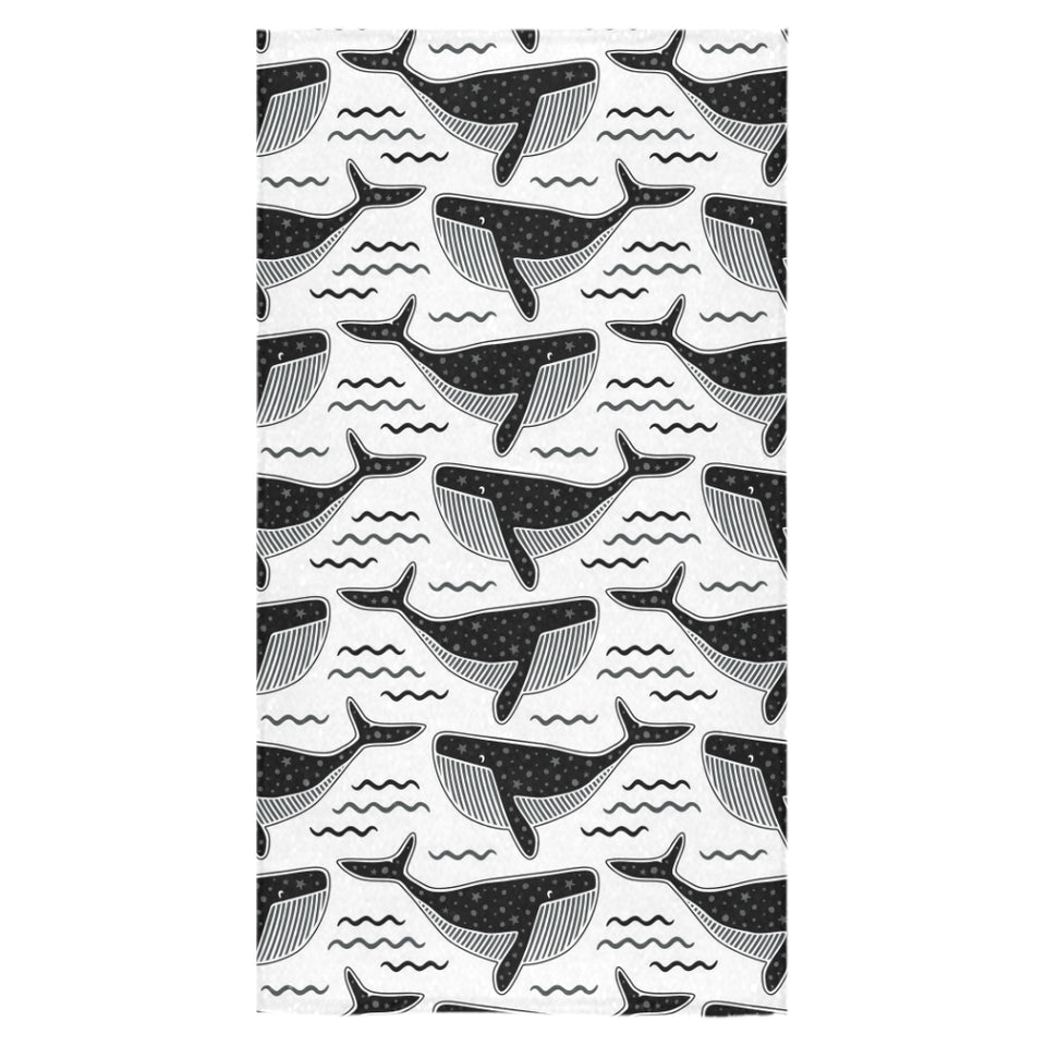 Black whale pattern Bath Towel