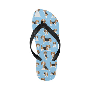 Beagle dog blue background pattern Unisex Flip Flops