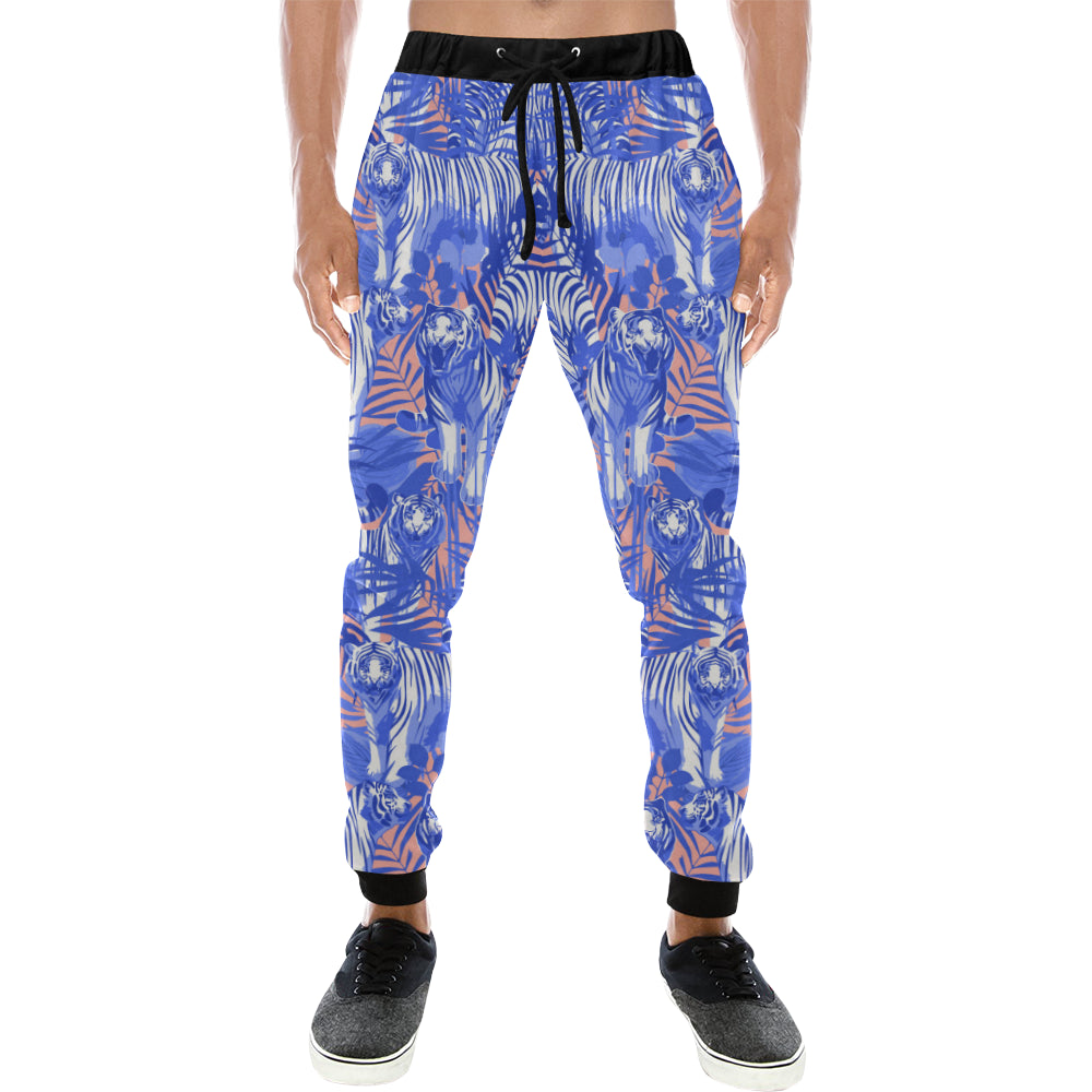 white bengal tigers pattern Unisex Casual Sweatpants