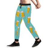 Beer pattern green background Unisex Casual Sweatpants