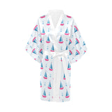 Sailboat anchor pattern Women's Short Kimono Robe