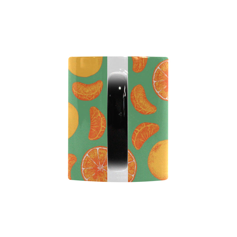 orange fruit pattern green background Morphing Mug Heat Changing Mug