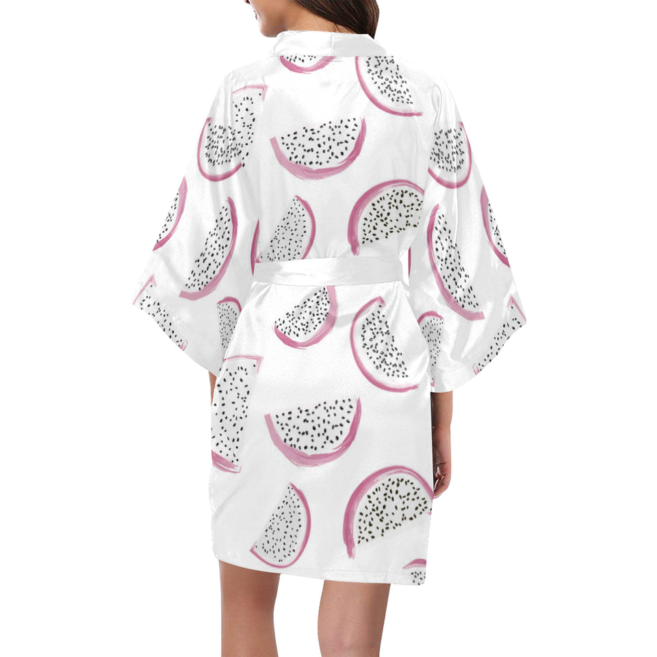 dragon fruit pattern Women's Short Kimono Robe