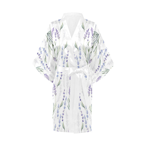 Hand painting Watercolor Lavender Women's Short Kimono Robe