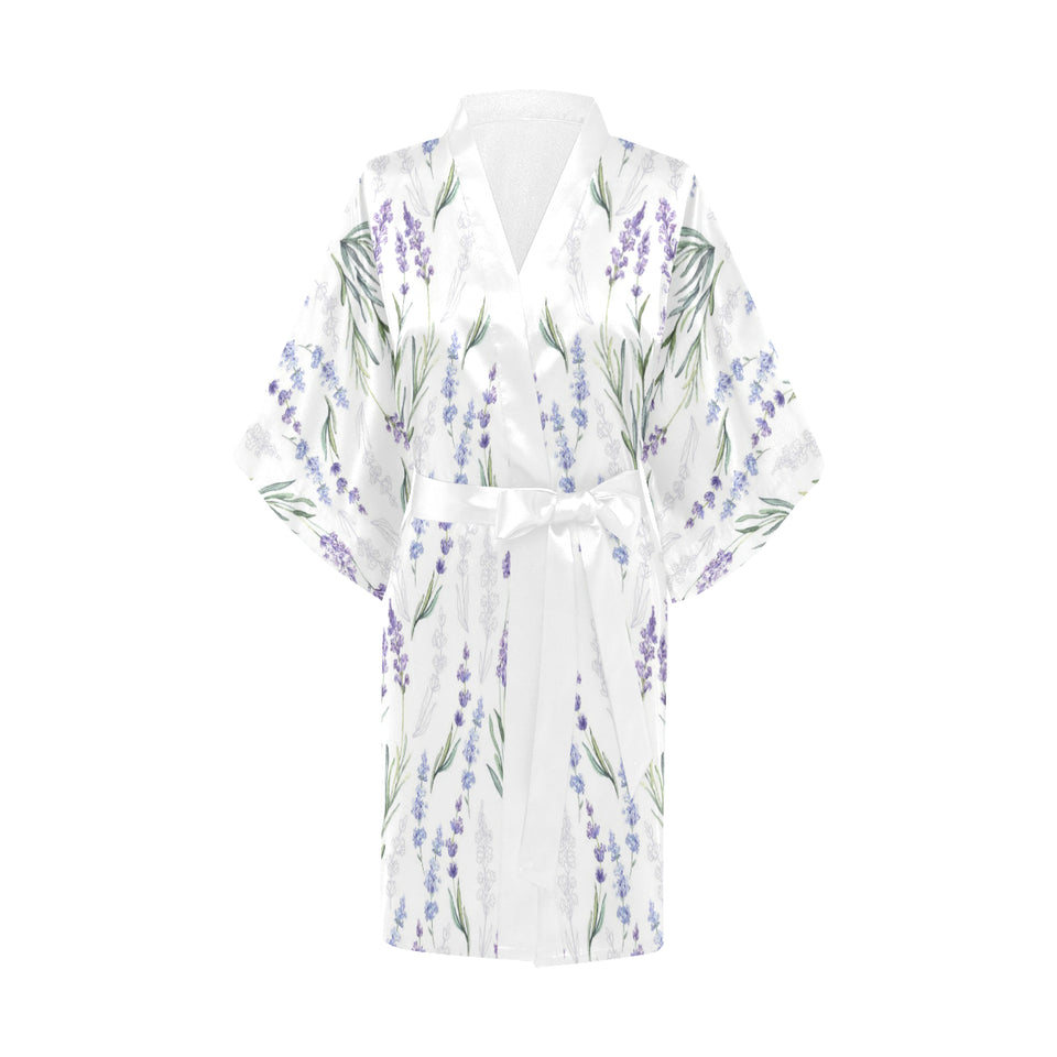 Hand painting Watercolor Lavender Women's Short Kimono Robe