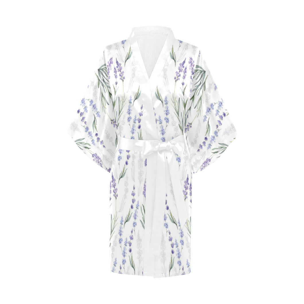 Hand painting Watercolor Lavender Women's Short Kimono Robe