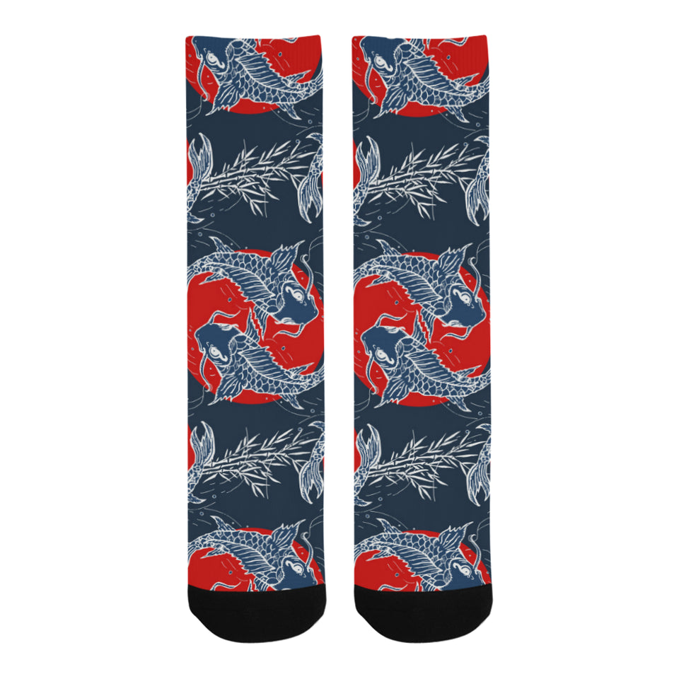 Fancy Carps hand drawn japanese art Crew Socks