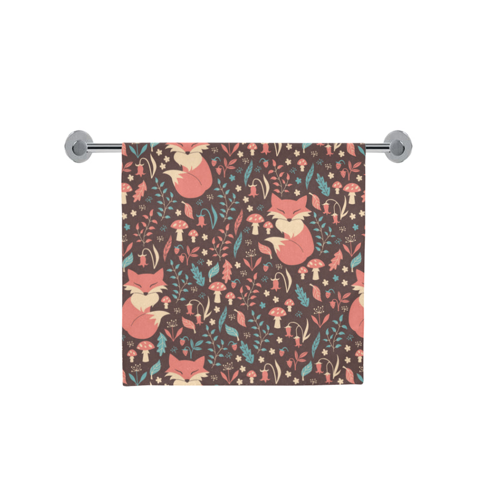 fox leaves mushroom pattern Bath Towel