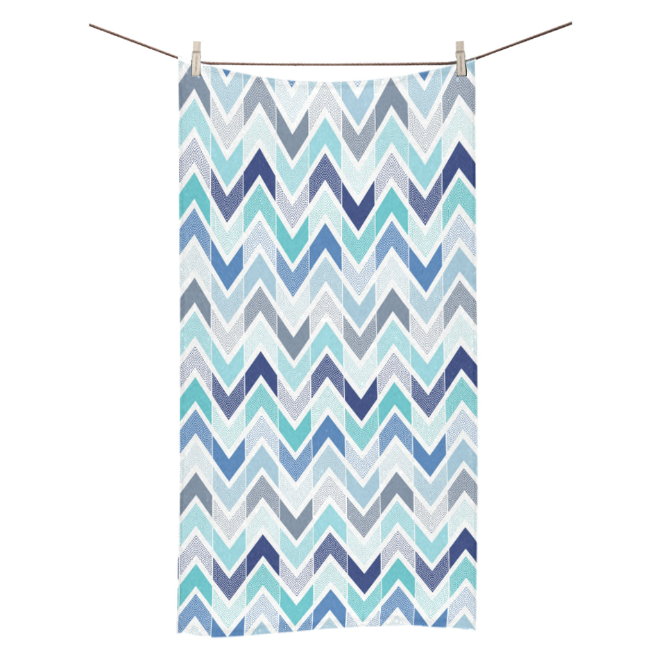 zigzag chevron blue pattern Bath Towel