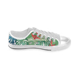 heliconia palm and monstera  leaves pattern Men's Low Top Shoes White