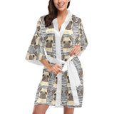 Happy pug pattern Women's Short Kimono Robe