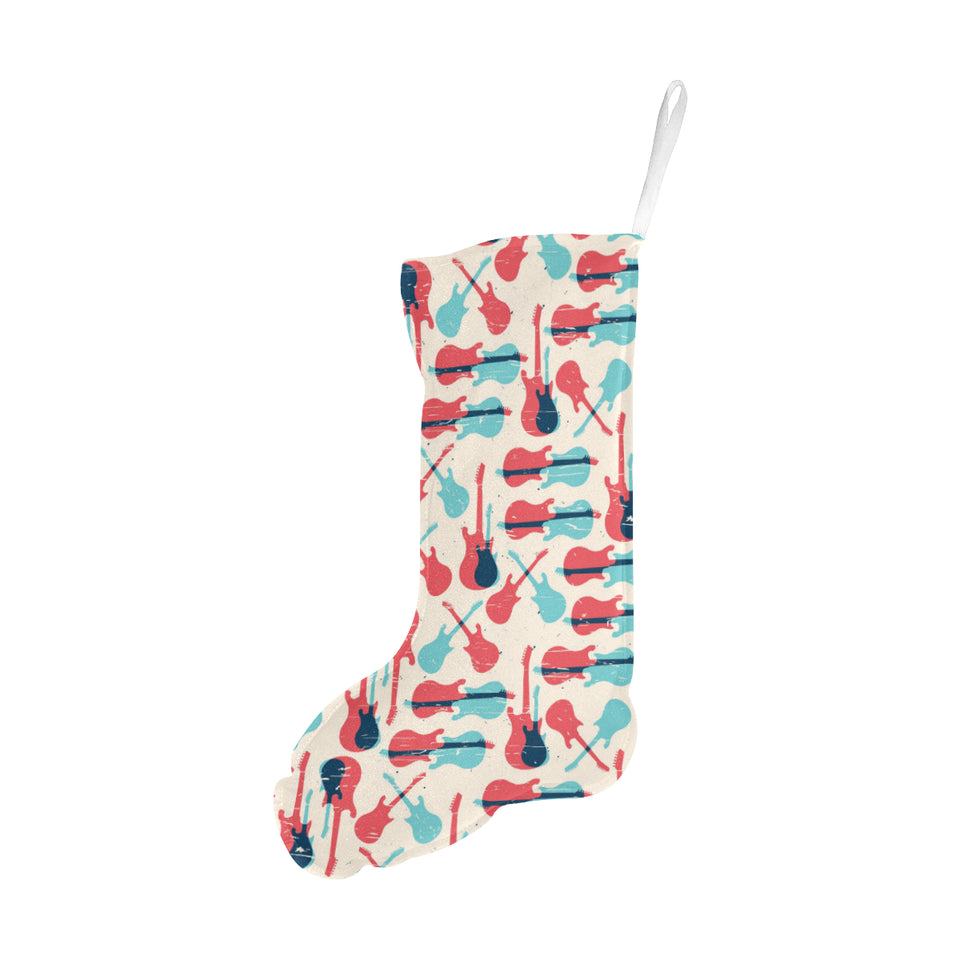 Red Blue guitar pattern Christmas Stocking