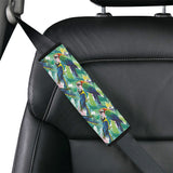 Colorful parrot exotic flower leaves Car Seat Belt Cover