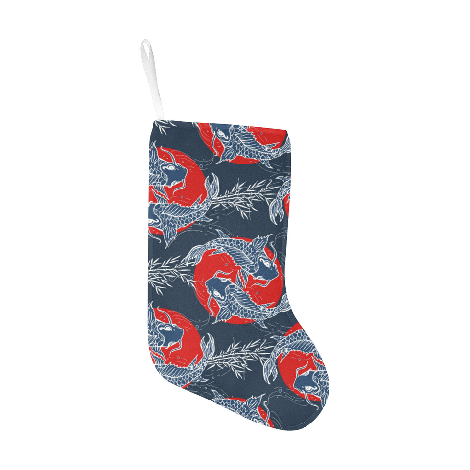 Koi Fish Carp Fishs hand drawn japanese art Christmas Stocking