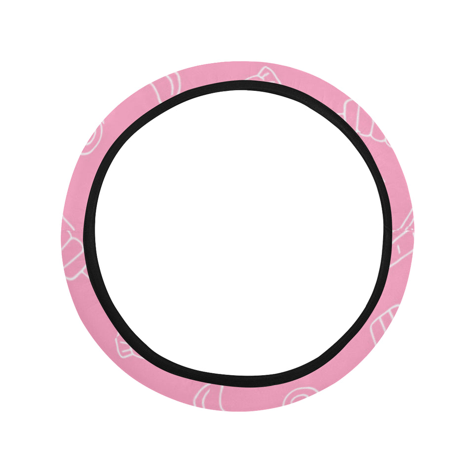 Sweet candy pink background Car Steering Wheel Cover