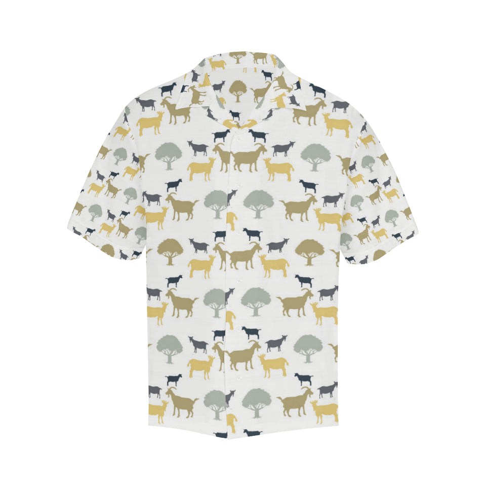 Silhouettes of goat and tree pattern Men's All Over Print Hawaiian Shirt