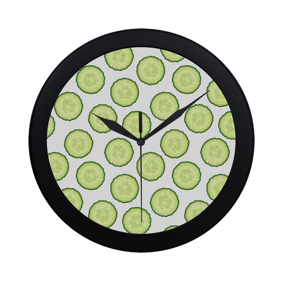 Cucumber slices pattern Elegant Black Wall Clock
