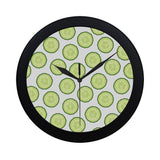 Cucumber slices pattern Elegant Black Wall Clock