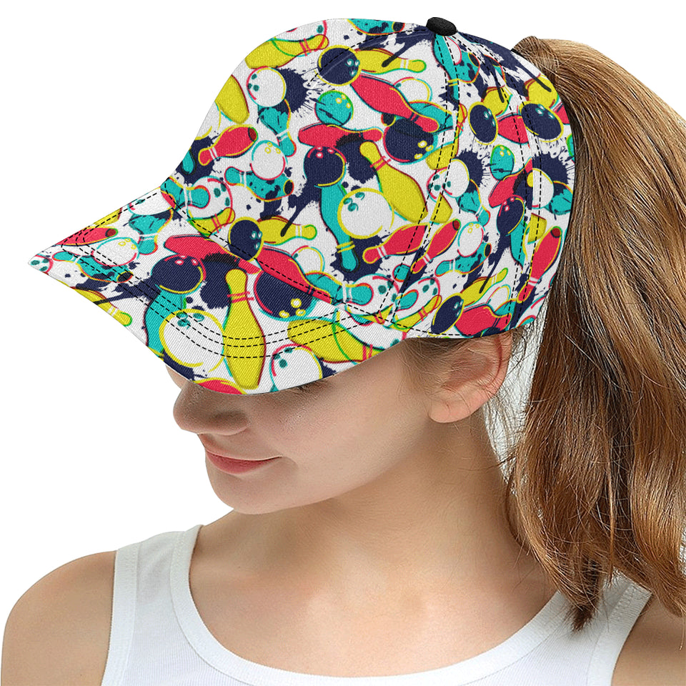 watercolor bowling ball pins All Over Print Snapback Cap