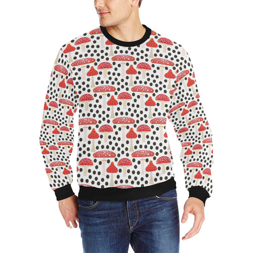 Red mushroom dot pattern Men's Crew Neck Sweatshirt