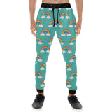 Rainbow pattern green background Unisex Casual Sweatpants