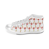 Daruma japanese wooden doll Men's High Top Canvas Shoes White