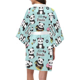 Cute baby panda pattern Women's Short Kimono Robe
