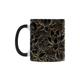 luxurious gold lotus waterlily black background Morphing Mug Heat Changing Mug