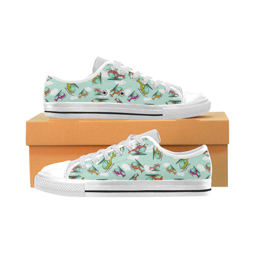 Helicopter design pattern Men's Low Top Shoes White