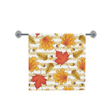 Maple leaf oak leaf acorns beige striped backgroun Bath Towel
