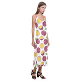 Passion fruit design pattern V-Neck Open Fork Long Dress