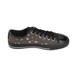 Coffee bean leave pattern Men's Low Top Canvas Shoes Black