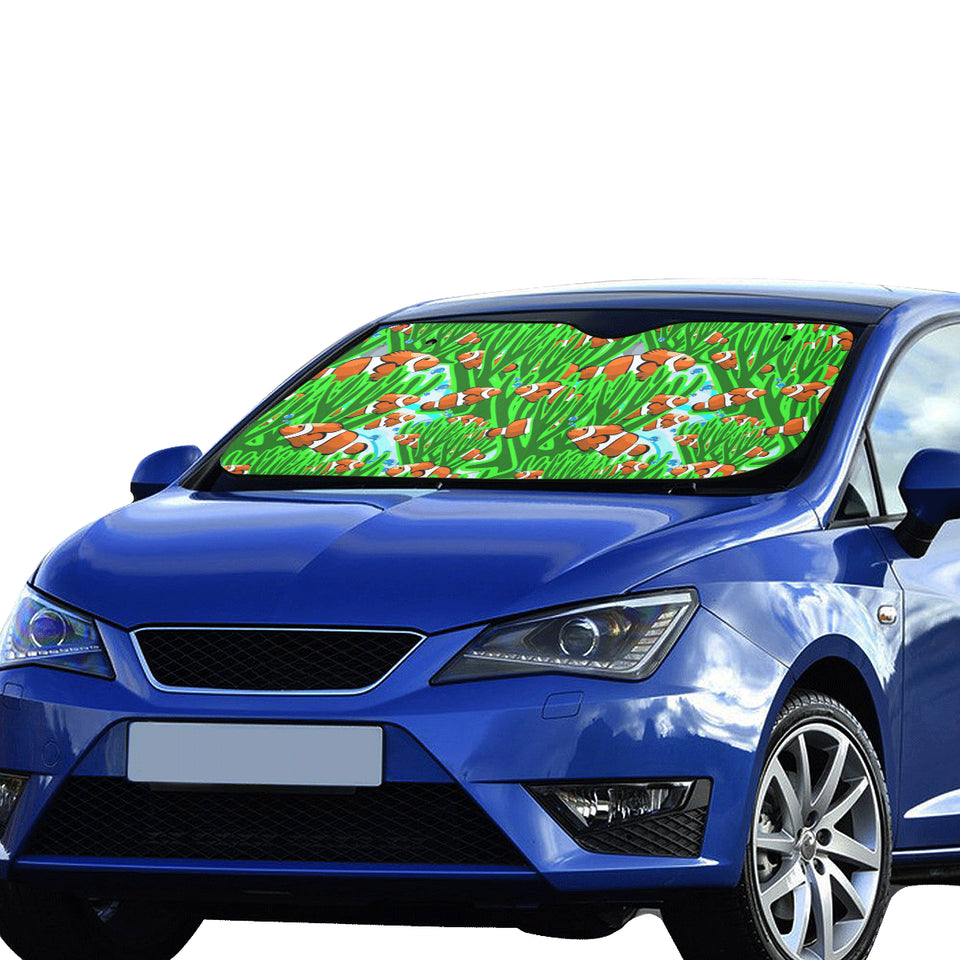 Clown Fish Pattern Print Design 01 Car Sun Shade