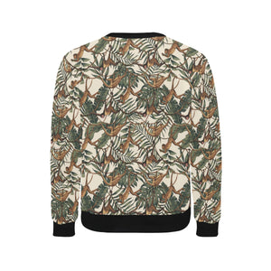 Monkey tropical leaves background Men's Crew Neck Sweatshirt